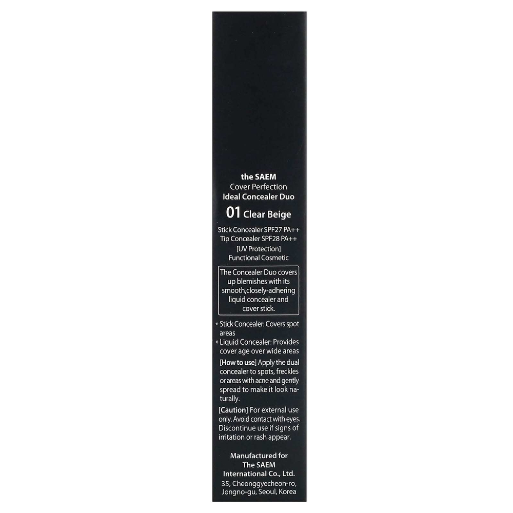 The Saem, Cover Perfection, Ideal Concealer Duo, 01 прозрачный бежевый, 1 шт.