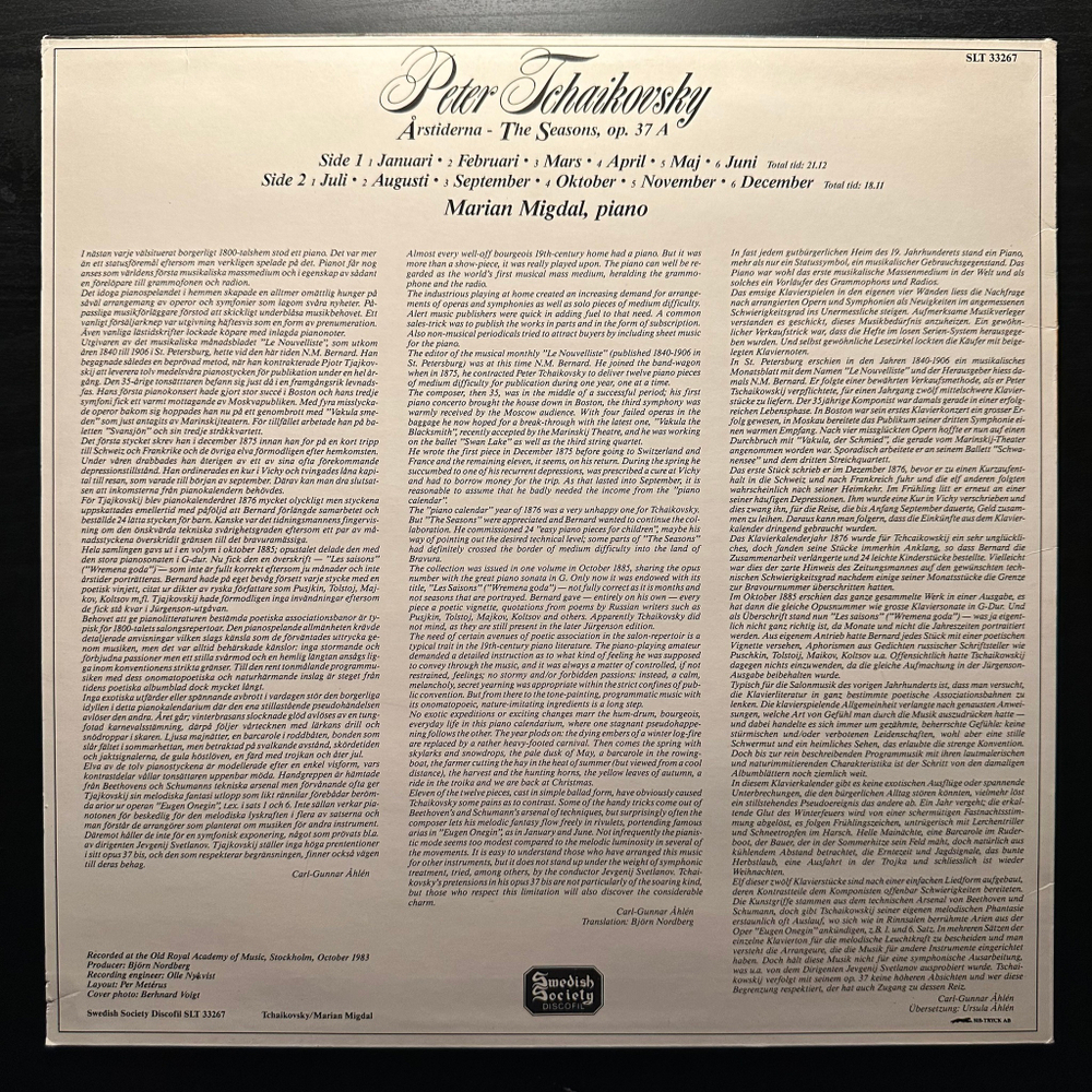 Чайковский - Времена года (Швеция 1984г.)