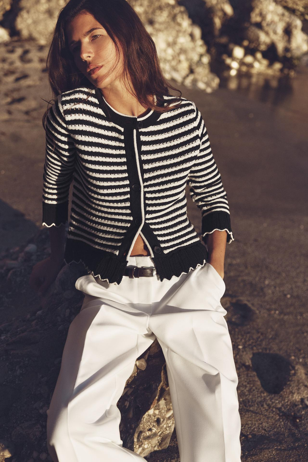 ZARA КАРДИГАН В ПОЛОСКУ С ВОЛАНАМИ, ПОЛОСКИ