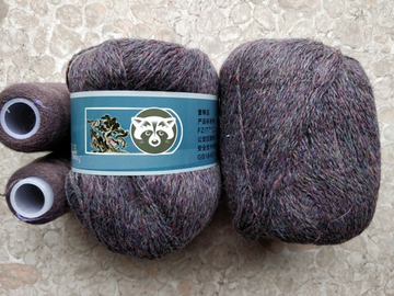 Серый меланж, арт. 59, пух норки синяя этикетка