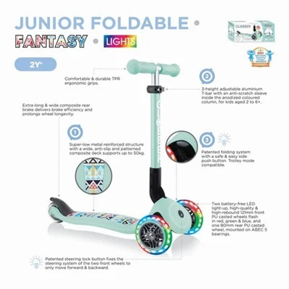 Самокат Globber Junior Foldable Fantasy Lights синий