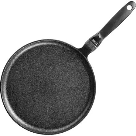 Сковорода для блинов (индукция) алюм.литой,тефлон D=280,H=23,L=500мм черный