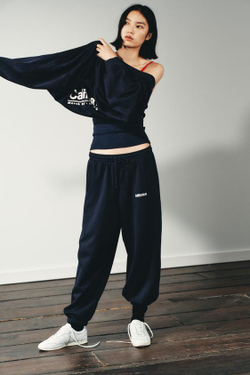 ZARA БРЮКИ-ДЖОГГЕРЫ С ТЕКСТОМ, СИНИЙ