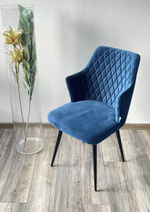 Стул М-City DISAUR Герман (Herman) поворотный на 360 градусов, Синий 29, Велюр, Черный каркас