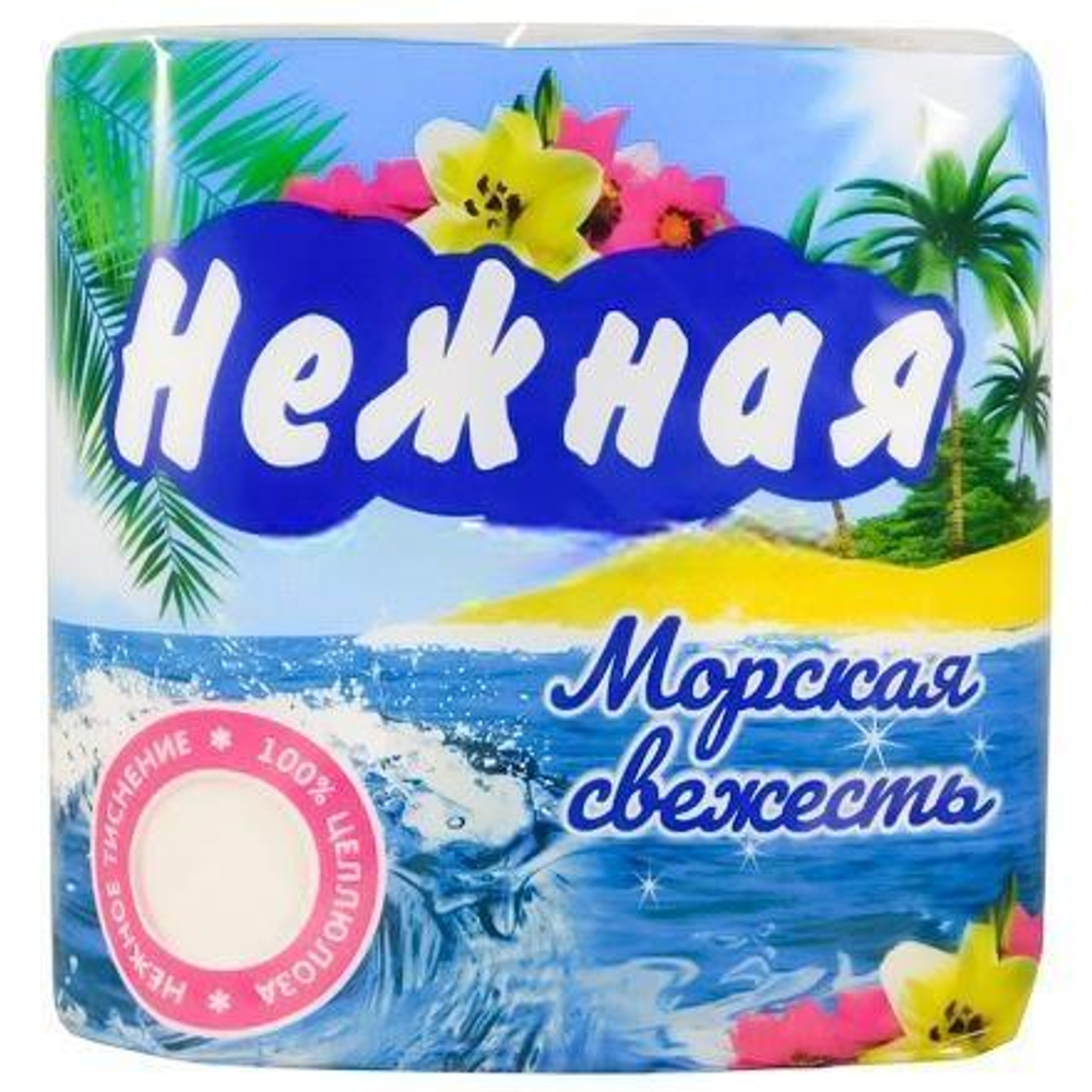 Туалетная бумага 2 сл. 4 шт. "Нежная" Морская свежесть (1/12 шт.)