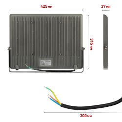 Прожектор светодиодный уличный ЭРА PRO LPR-063-0-65K-300 300Вт 6500K КСС Г 90° IP65 серый поликарбонат гарантия 3 года | Прожекторы PRO