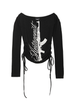 Топ Havoc Black Gun Graphic Off Shoulder