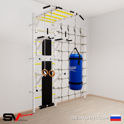 Шведская стенка Sv Sport 56110 (Турник рукоход/Брусья/Стойка/Скамья/Кольца/Цепь/Мешок 15кг/Канатный лаз)