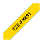 Brother TZE-FX631 кассета с лентой для печати наклеек (эластичная), чёрный шрифт на жёлтой основе, 12мм*8м