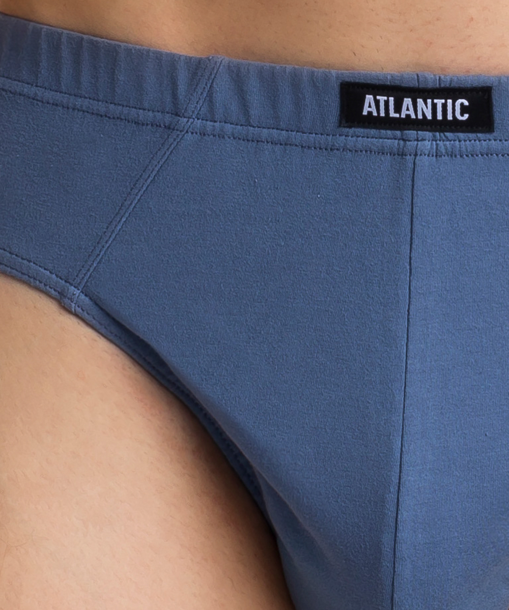 Мужские трусы слипы классика Atlantic, набор 3 шт., хлопок, темно-синие + голубые + графит, 3MP-112