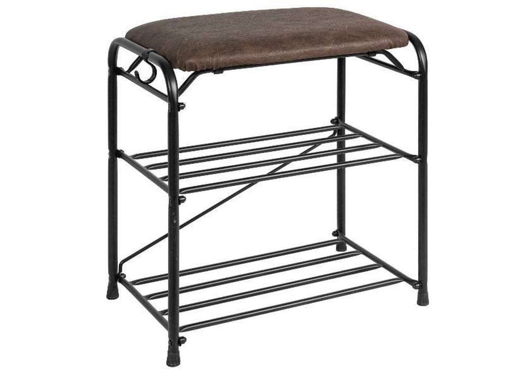 ПОДСТАВКА ДЛЯ ОБУВИ 3 ПОЛКИ 45СМ СИДЕНЬЕМ ЧЕРНЫЙ