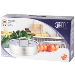Сковорода-сотейник из нержавеющей стали Gipfel Prestige 1220 24 см/2,7 л