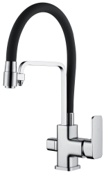 12026-C Смес. для кухни с гибким шлангом и под фильтр (ЧЕРНЫЙ) GANZER (10/1шт)