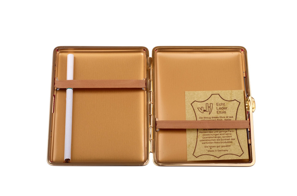 Портсигар Stoll на 28 сигарет 100 мм, натуральная кожа, Красный C19-3