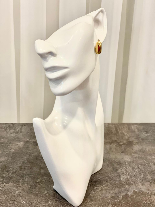 Серьги маленькие широкие овальные колечки, оттенок золото