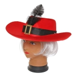 Шляпа карнавальная «Мушкетер» бордо с пером, d-38 см, красный