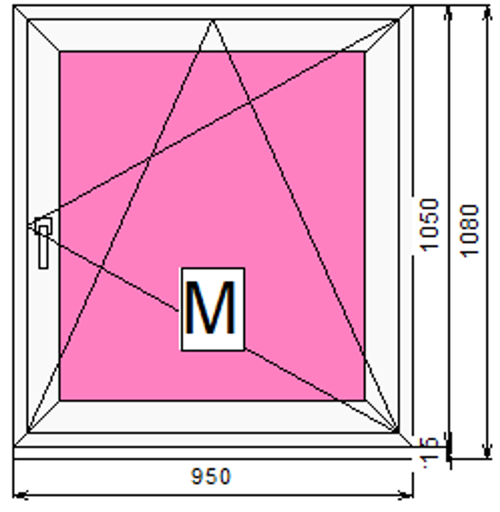 Пластиковое окно с поворотно-откидной створкой 1050 х 950 ТермА Эко + Москитная сетка