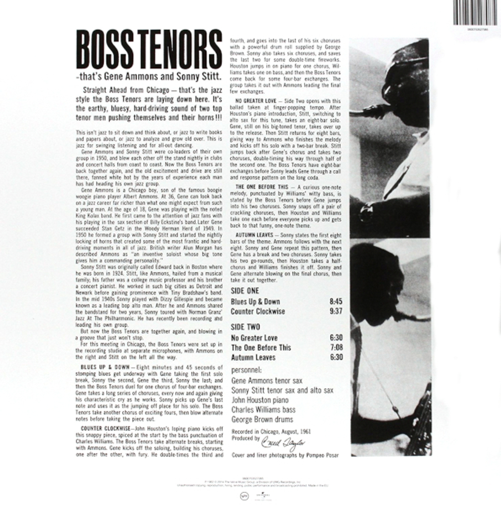 Gene Ammons, Sonny Stitt / Boss Tenors: Straight Ahead From Chicago August 1961 (LP)