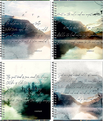 Тетрадь общая 48л., "Туманные пейзажи", обложка - мелов.картон + холодная фольга + твин лак, металлический гребень