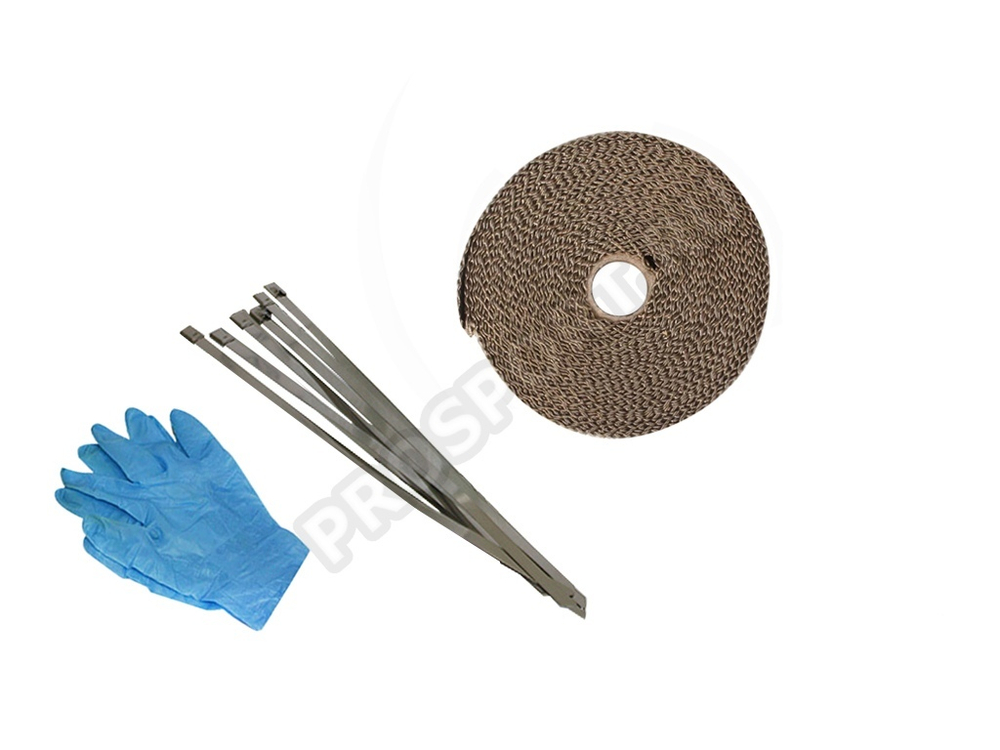 Термолента для глушителя цвет титан 1mm*50mm*5m с 6 хомутами и перчатками, керамическая