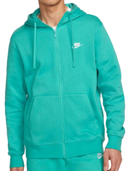 Мужская теннисная кофта Nike Swoosh M Club Hoodie FZ BB - washed teal/washed teal/white