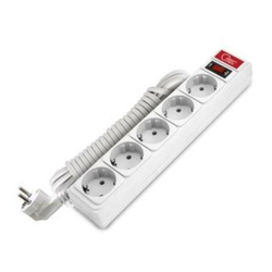 Сетевой фильтр "СОЮЗ" ПВС 3*0,75 5гн., выключатель с индикацией, с/з, белый 3м