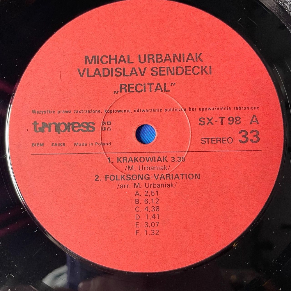 Винтажная виниловая пластинка LP Michal Urbaniak, Vladislav Sendecki, Recital (Польша 1983)