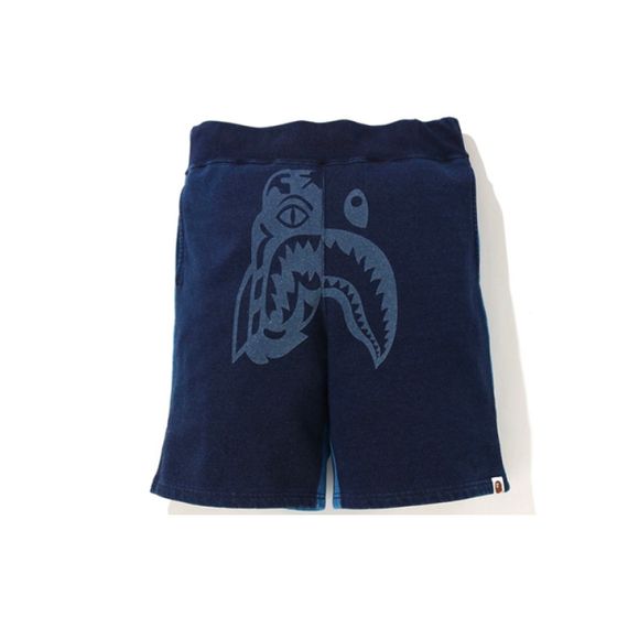 BAPE Indigo Tiger Shark Sweat Shorts