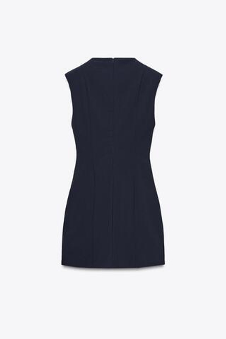 ZARA КОРОТКОЕ ПЛАТЬЕ С ПОДПЛЕЧНИКАМИ, МОРСКОЙ СИНИЙ