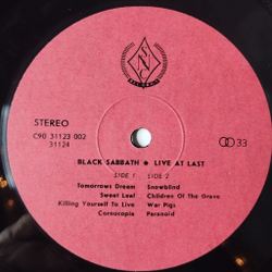 Винтажная виниловая пластинка LP Black Sabbath Блэк Сэбэт Live At Last (СССР 1990) War Pigs