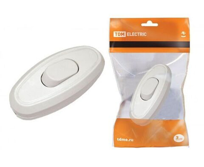 Выключатель на шнур 6А 250В белый TDM SQ1806-0021