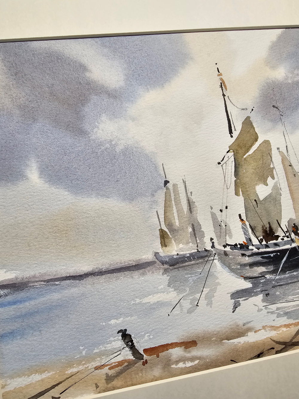 Картина авторская акварельная в паспарту 30х40 см на стену для интерьера "В порту"