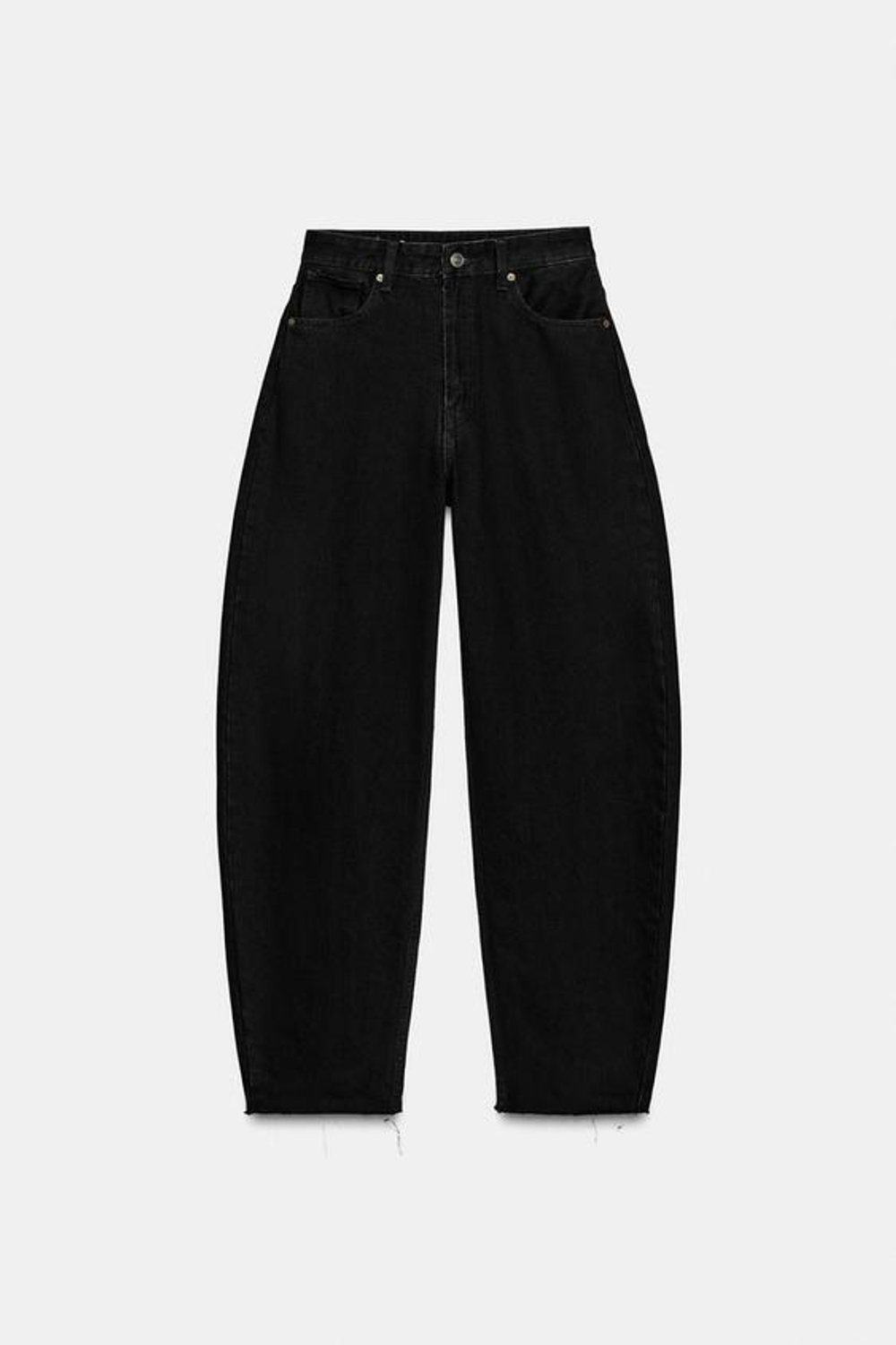 ZARA ДЖИНСЫ BARREL TRF С ВЫСОКОЙ ПОСАДКОЙ, ЧЕРНЫЙ