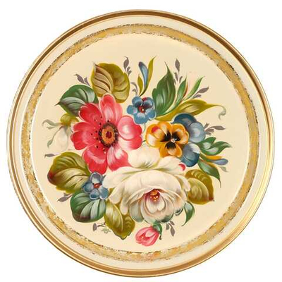 Жостовский поднос декоративный, размер 22 см (A5), металлический