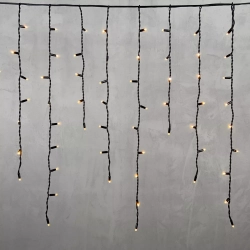 Светодиодная бахрома с колпачком 3,2*0,9 м., 168 экстра теплых белых LED ламп, каучуковый черный провод, LTC (LL168-1-2EWW)