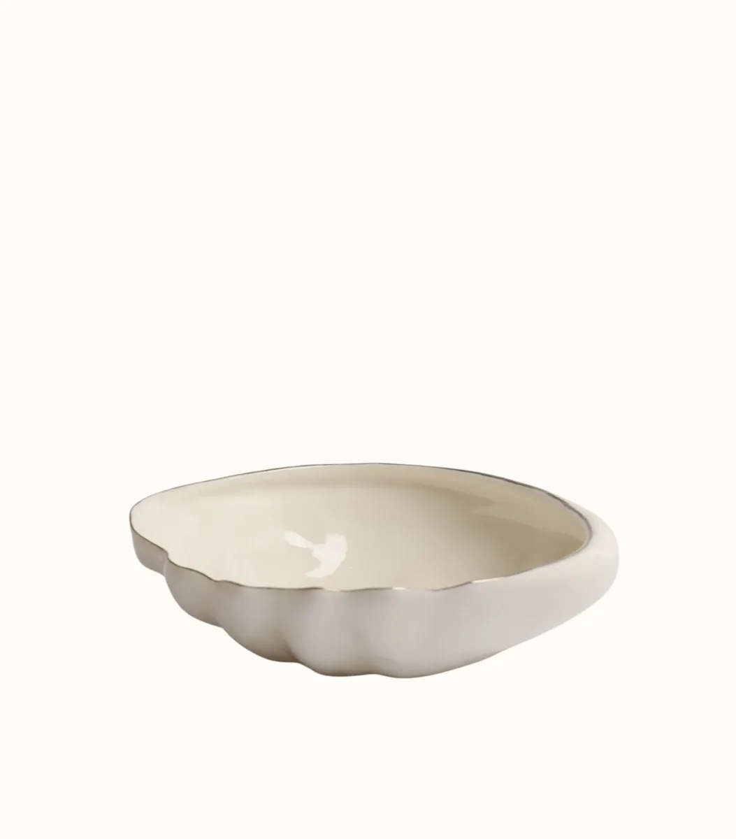 Тарелка глубокая – Пена дней, платиновая окантовка | Htonic ceramic
