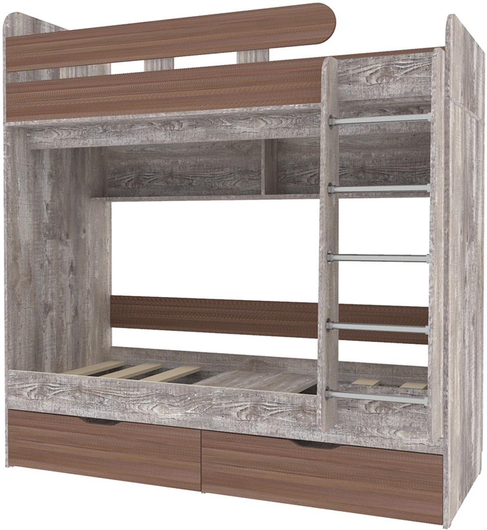 Двухъярусная кровать КарИВи Юниор 5 80x160 Бетон Бодего Темный