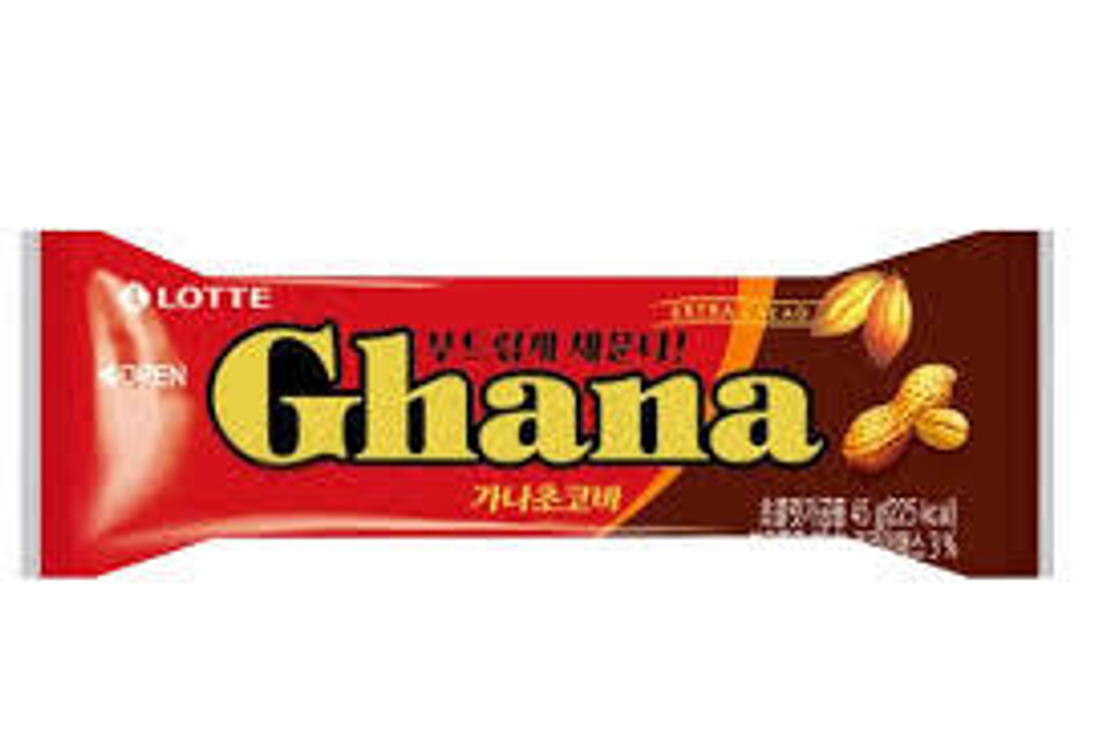Шоколадный батончик Ghana CHOCOBAR PEANUT с орехом 45г, Lotte