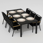 Обеденная группа Ideal Patio  ДОЛЛА ФЕСТА плюс каркас карбон, стол алюминий 220, ткань черная