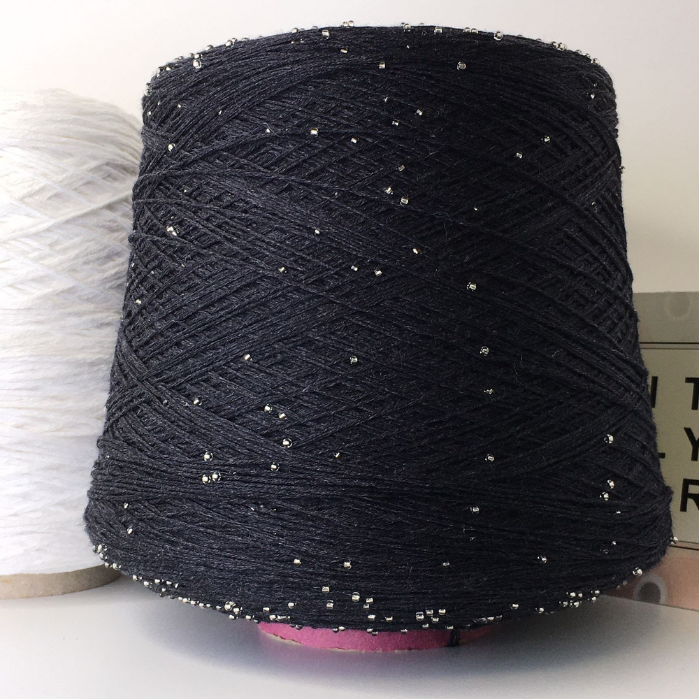 PERLINE merino Меринос, бисер серебро 400м/100гр Антрацит. Есть мал. бобинка 223гр