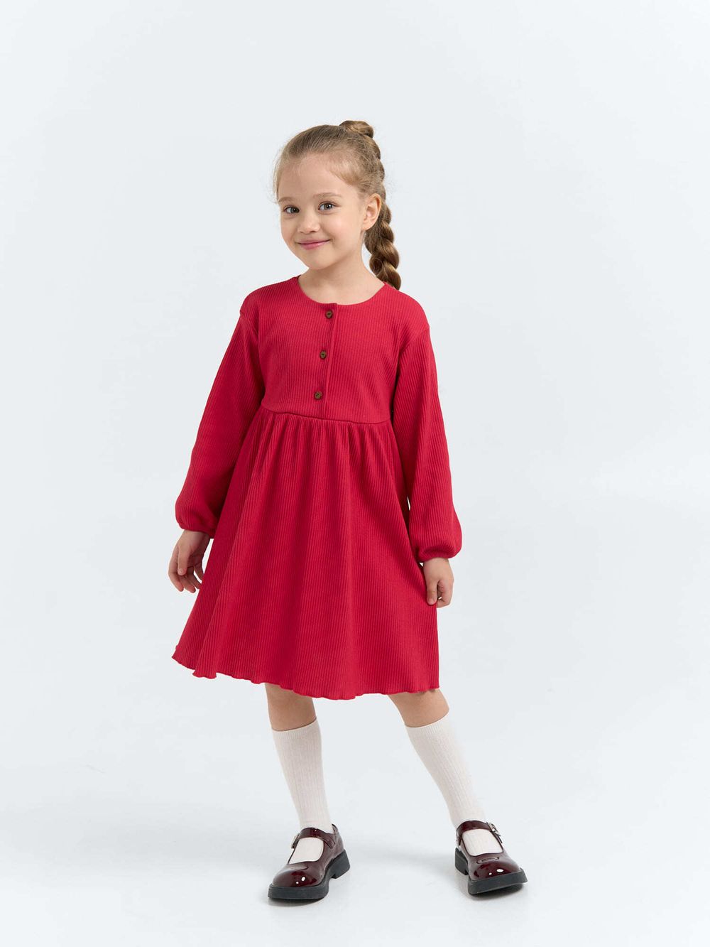 Платье "Малиновый десерт" в рубчик