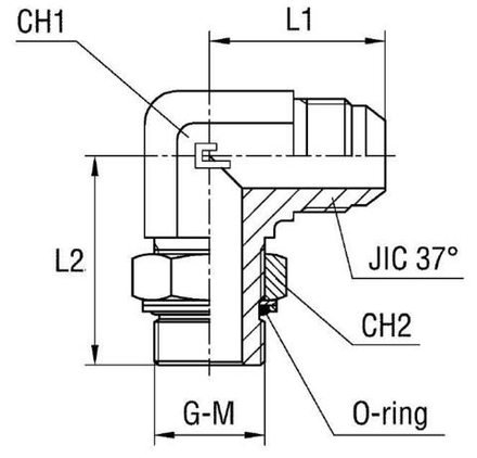 Штуцер FRG90 JIC 3/4" BSP1/2"