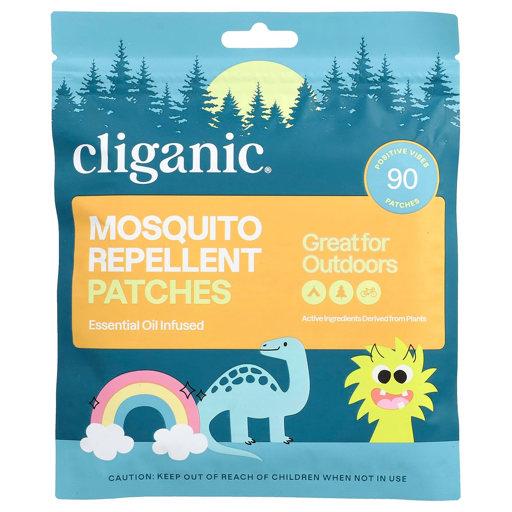 Cliganic, патчи от комаров, Positive Vibes, 90 патчей
