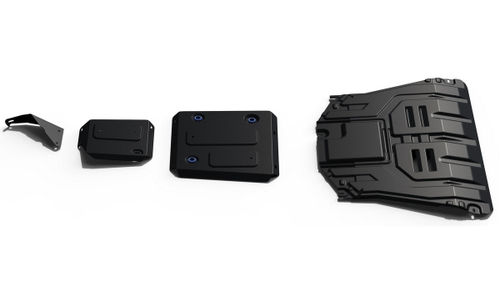 Защита картера, КПП, топливного бака и адсорбера Rival для Kia Seltos (V - 1.6 (123 л.с.)) FWD 2020-н.в./Kia Seltos (V - 2.0) 4WD 2020-н.в., сталь 1.8 мм, 3 части, с крепежом, штампованная, K111.2851.1