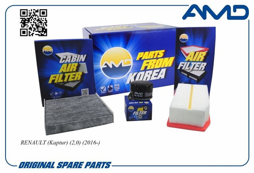 Комплект фильтров Renault Kaptur 2.0 с 2016 г. (воздуш. + масл.+ угол. салон.) (AMD)