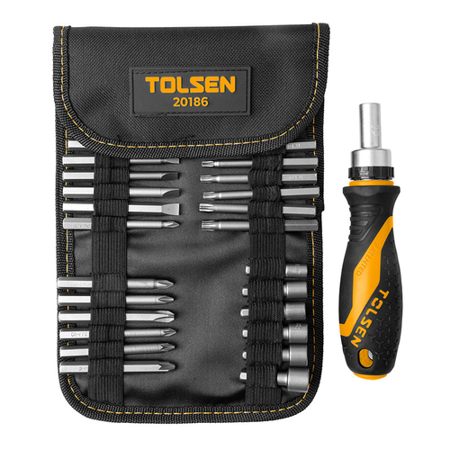 TOLSEN (TT20186) Набор вставок (бит) 1/4", PH, PZ, Hex, Torx, Slotted, 26 предметов