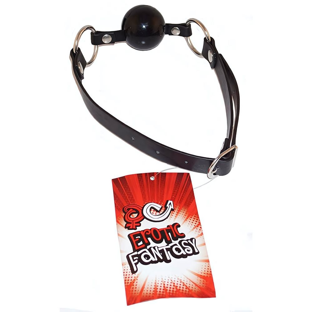 Силиконовый черный кляп-шарик на ремне Black Ballgag (Цвет: черный)
