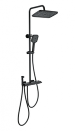 Душевая система с техническим душем и термостатом WONZON & WOGHAND MUSE Piano, Черный матовый (WW-B4132-A-MB)