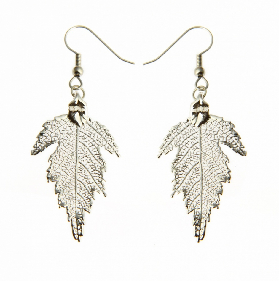 Серьги листья Ester Bijoux Шелковица LF57C-S BW