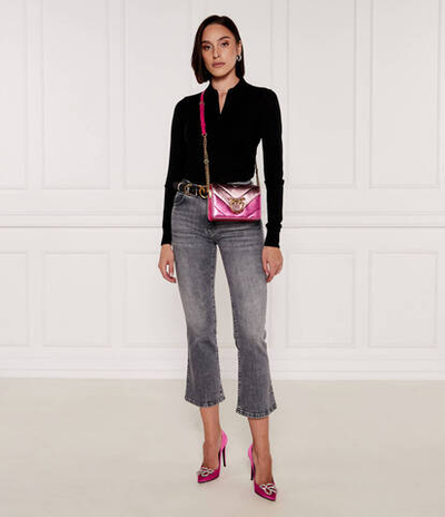 Кожаная сумка через плечо LOVE CLICK MINI BIG CHEVRON Pinko - розовый(100067 A1YA)